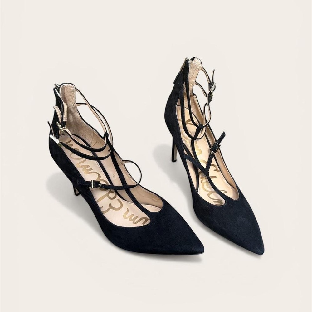 Sam Edelman Black Strappy Pointed-Toe Heels - Picture 3 of 5